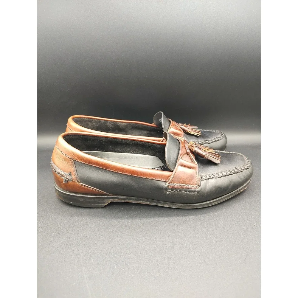 Johnston & Murphy Passport Mens 10.5 M Two‎ Tone Black Brown Tassel Loafers 905